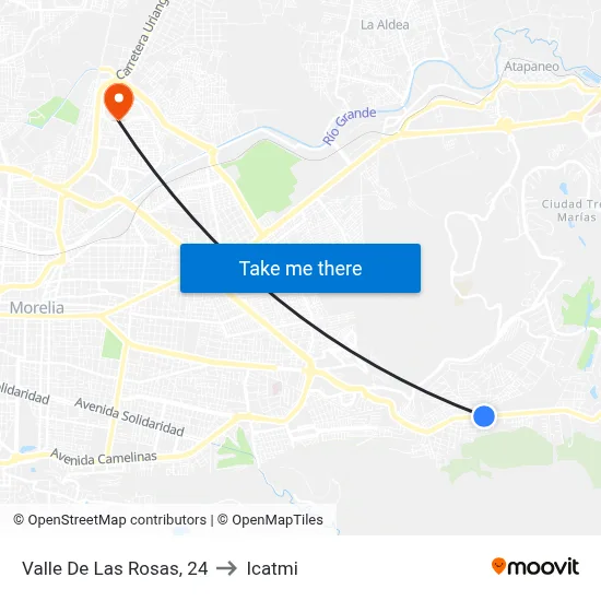 Valle De Las Rosas, 24 to Icatmi map