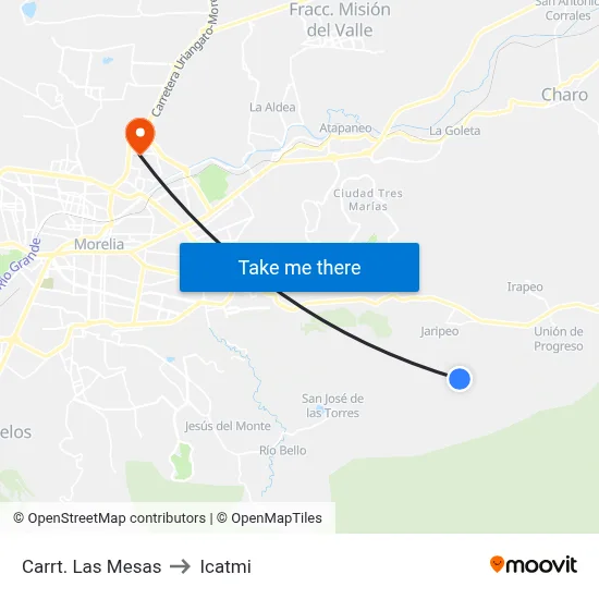Carrt. Las Mesas to Icatmi map