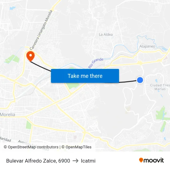 Bulevar Alfredo Zalce, 6900 to Icatmi map