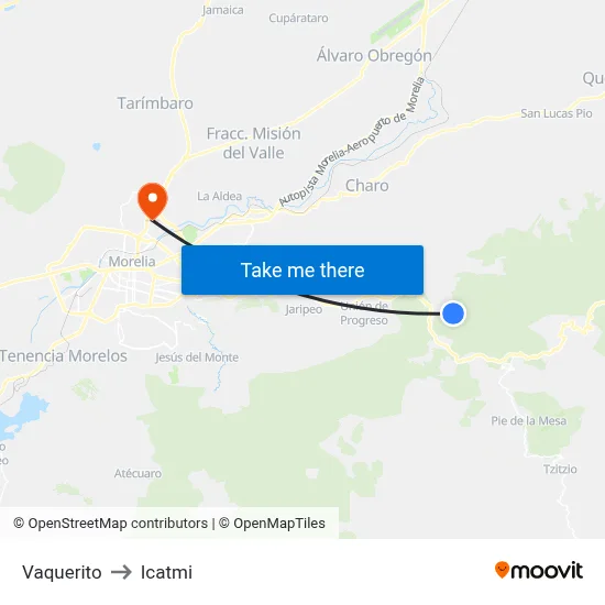 Vaquerito to Icatmi map