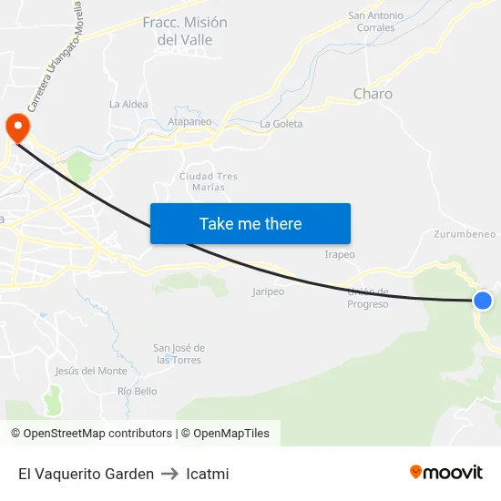 El Vaquerito Garden to Icatmi map