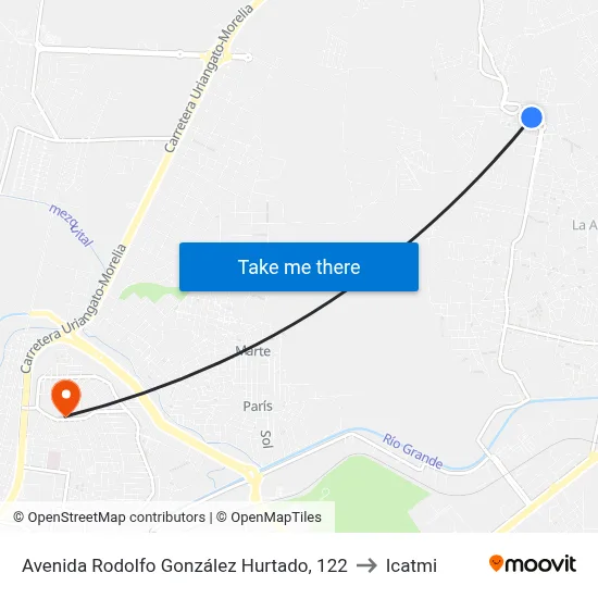 Avenida Rodolfo González Hurtado, 122 to Icatmi map