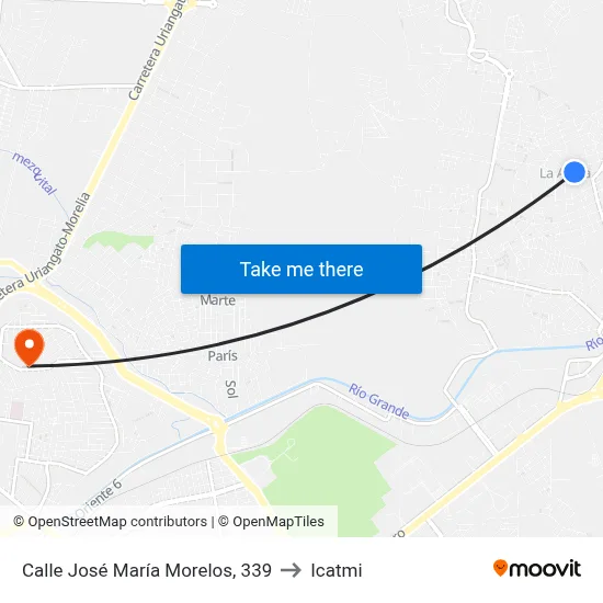 Calle José María Morelos, 339 to Icatmi map