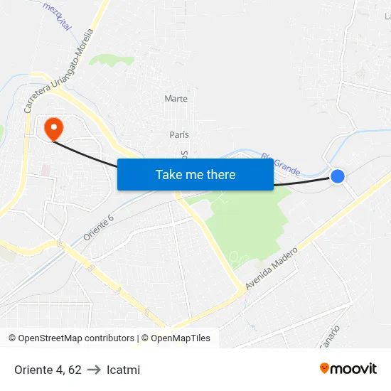 Oriente 4, 62 to Icatmi map