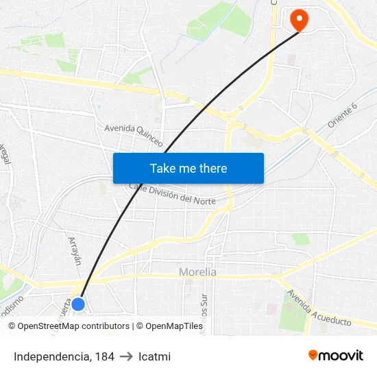 Independencia, 184 to Icatmi map