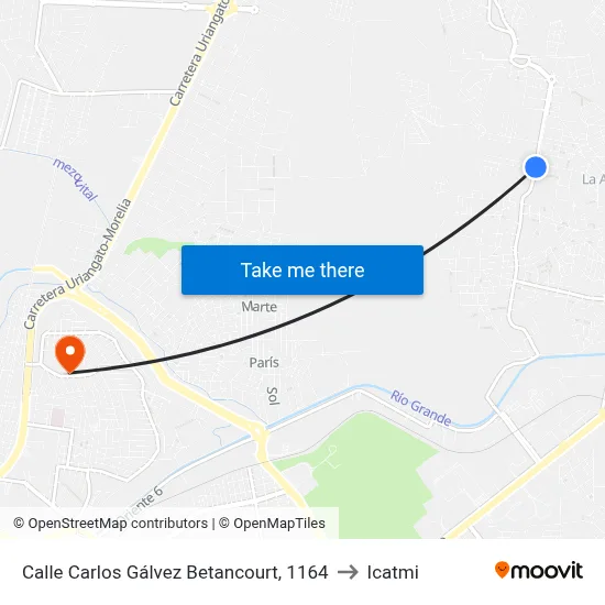 Calle Carlos Gálvez Betancourt, 1164 to Icatmi map