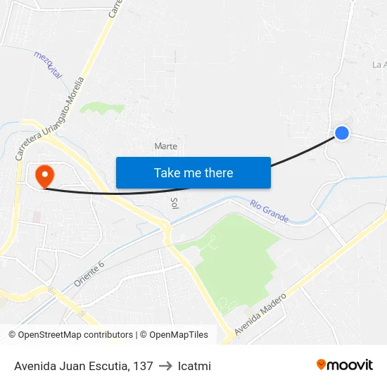 Avenida Juan Escutia, 137 to Icatmi map