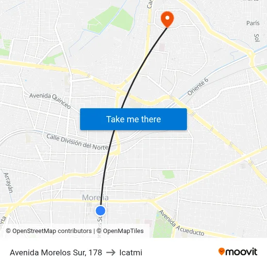 Avenida Morelos Sur, 178 to Icatmi map