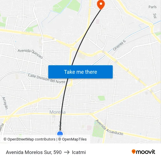 Avenida Morelos Sur, 590 to Icatmi map