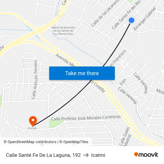 Calle Santé Fe De La Laguna, 192 to Icatmi map