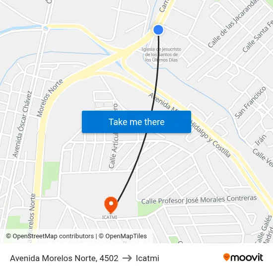 Avenida Morelos Norte, 4502 to Icatmi map