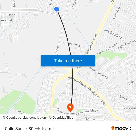 Calle Sauce, 80 to Icatmi map