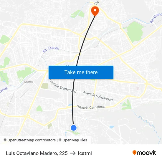 Luis Octaviano Madero, 225 to Icatmi map