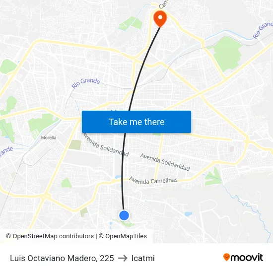 Luis Octaviano Madero, 225 to Icatmi map