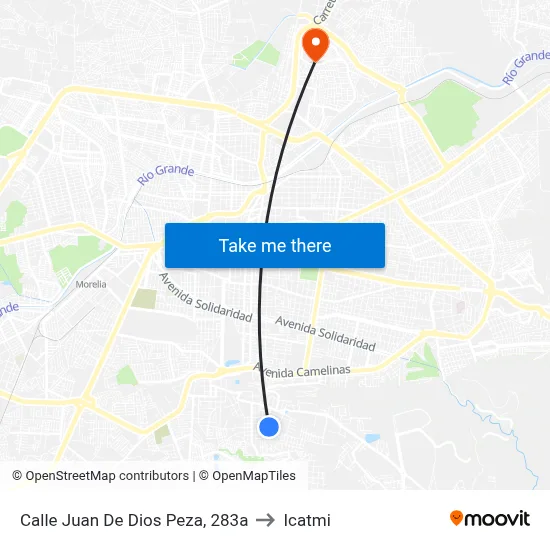 Calle Juan De Dios Peza, 283a to Icatmi map