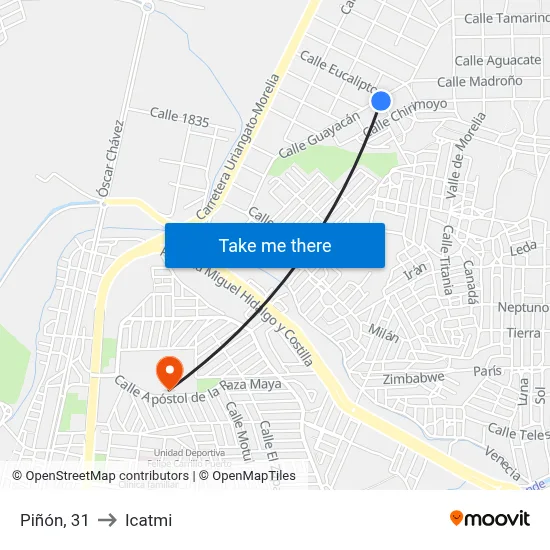 Piñón, 31 to Icatmi map