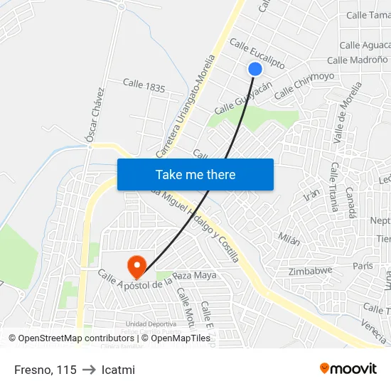 Fresno, 115 to Icatmi map