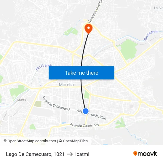 Lago De Camecuaro, 1021 to Icatmi map