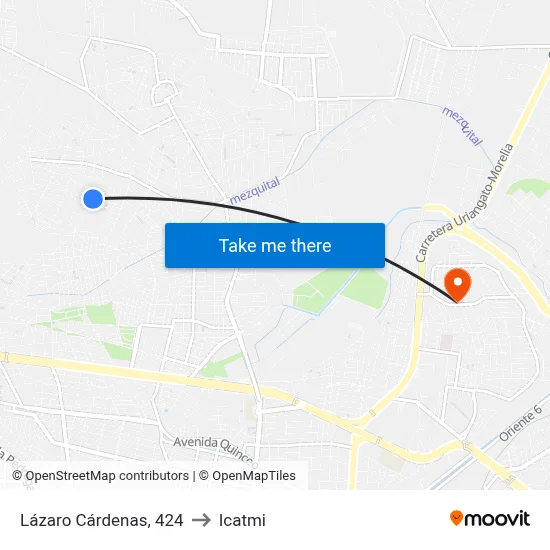 Lázaro Cárdenas, 424 to Icatmi map