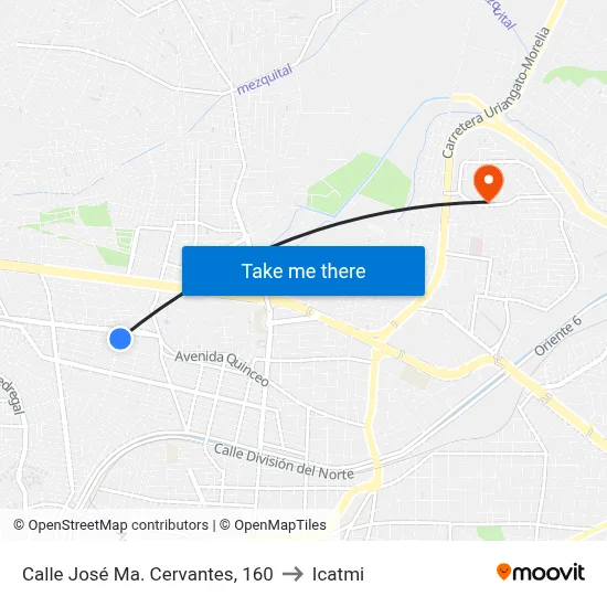 Calle José Ma. Cervantes, 160 to Icatmi map