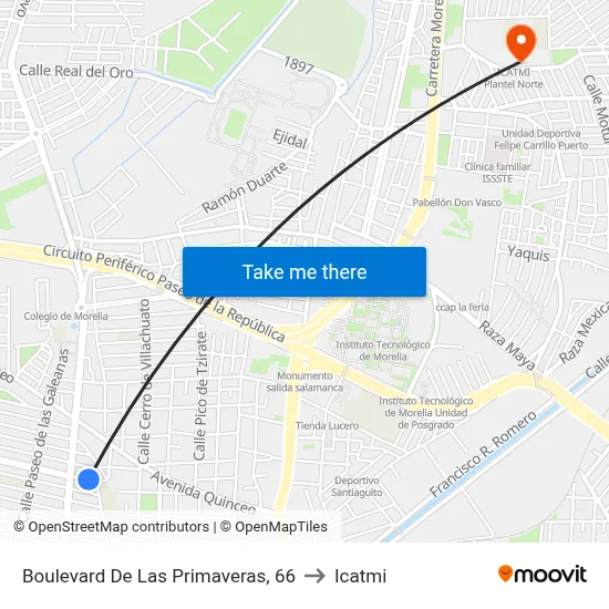 Boulevard De Las Primaveras, 66 to Icatmi map