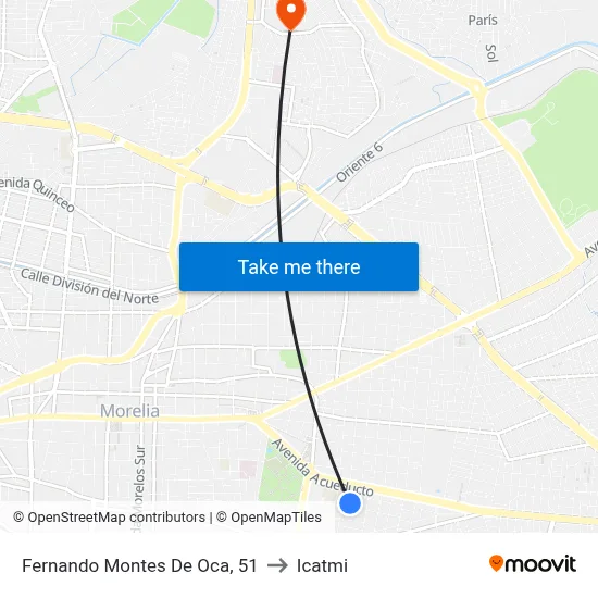 Fernando Montes De Oca, 51 to Icatmi map