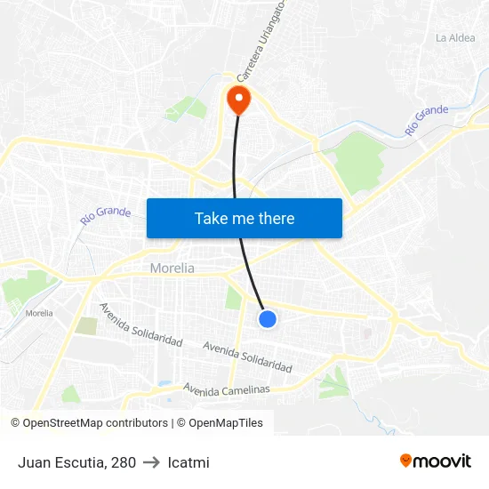 Juan Escutia, 280 to Icatmi map