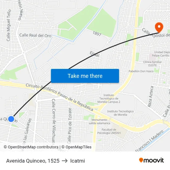 Avenida Quinceo, 1525 to Icatmi map