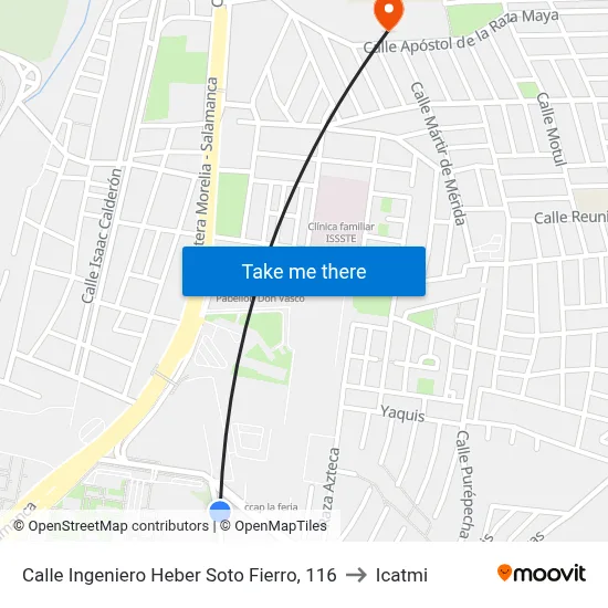 Calle Ingeniero Heber Soto Fierro, 116 to Icatmi map