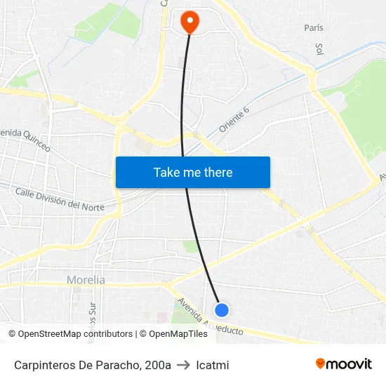 Carpinteros De Paracho, 200a to Icatmi map