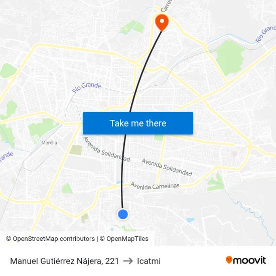 Manuel Gutiérrez Nájera, 221 to Icatmi map