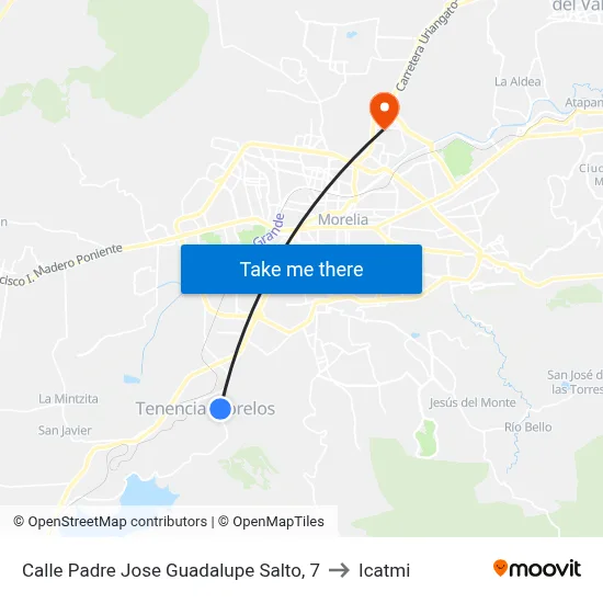 Calle Padre Jose Guadalupe Salto, 7 to Icatmi map