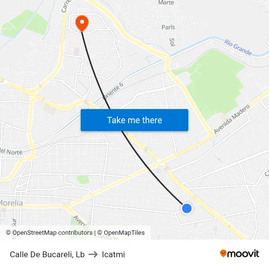 Calle De Bucareli, Lb to Icatmi map