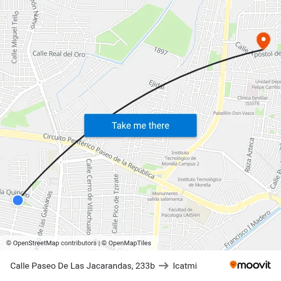Calle Paseo De Las Jacarandas, 233b to Icatmi map