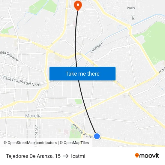 Tejedores De Aranza, 15 to Icatmi map