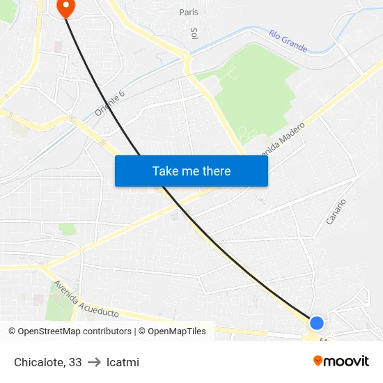 Chicalote, 33 to Icatmi map