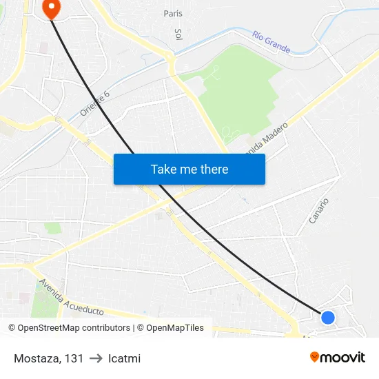 Mostaza, 131 to Icatmi map