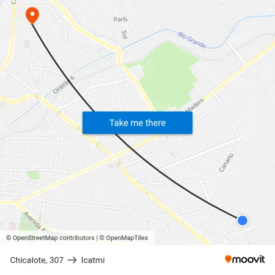 Chicalote, 307 to Icatmi map