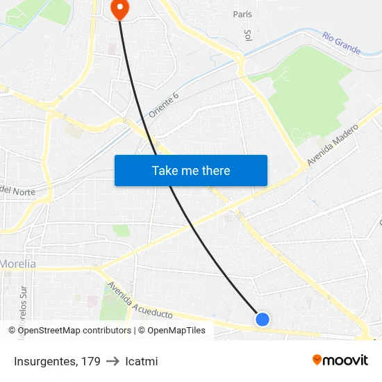 Insurgentes, 179 to Icatmi map