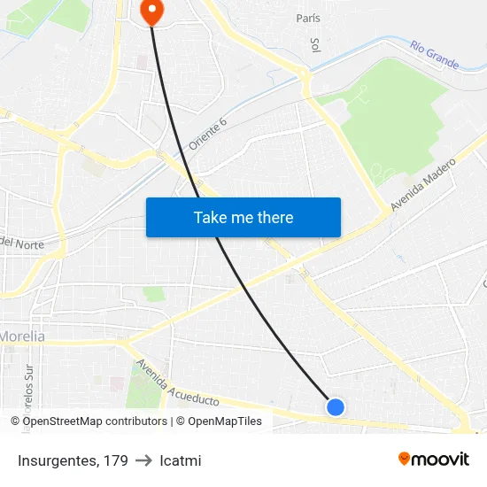 Insurgentes, 179 to Icatmi map