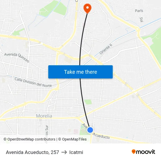 Avenida Acueducto, 257 to Icatmi map
