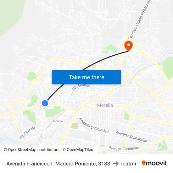 Avenida Francisco I. Madero Poniente, 3183 to Icatmi map
