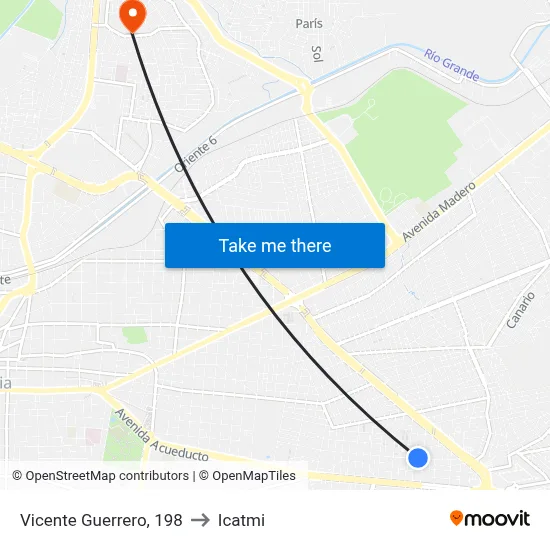 Vicente Guerrero, 198 to Icatmi map