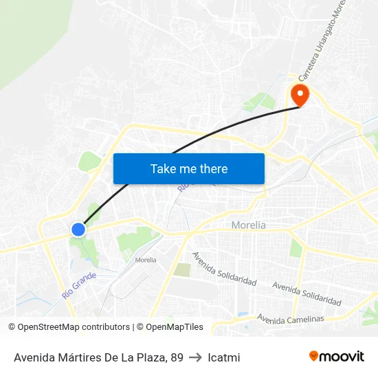 Avenida Mártires De La Plaza, 89 to Icatmi map