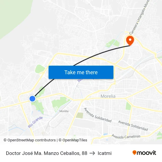 Doctor José Ma. Manzo Ceballos, 88 to Icatmi map