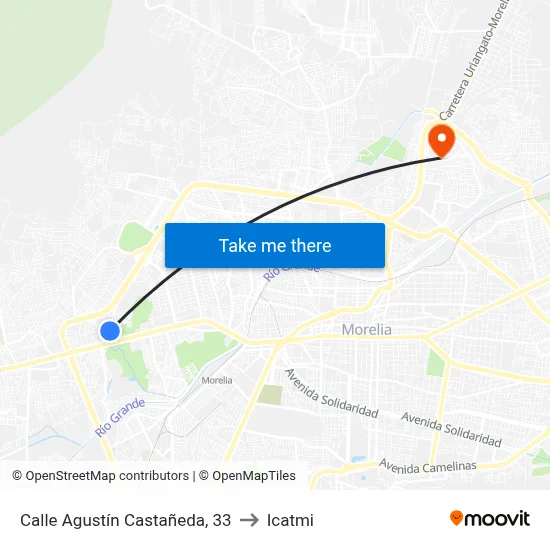 Calle Agustín Castañeda, 33 to Icatmi map