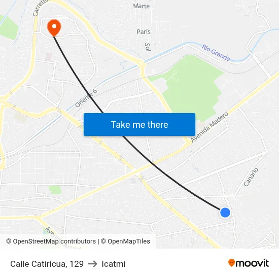 Calle Catiricua, 129 to Icatmi map