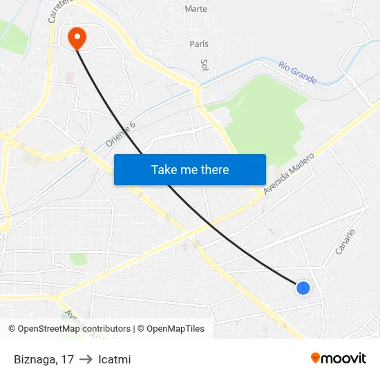Biznaga, 17 to Icatmi map
