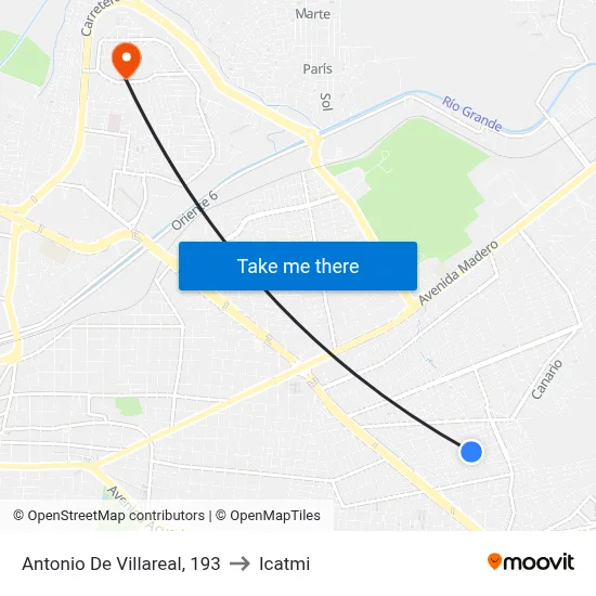 Antonio De Villareal, 193 to Icatmi map