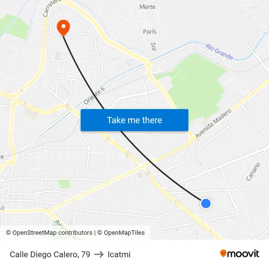 Calle Diego Calero, 79 to Icatmi map